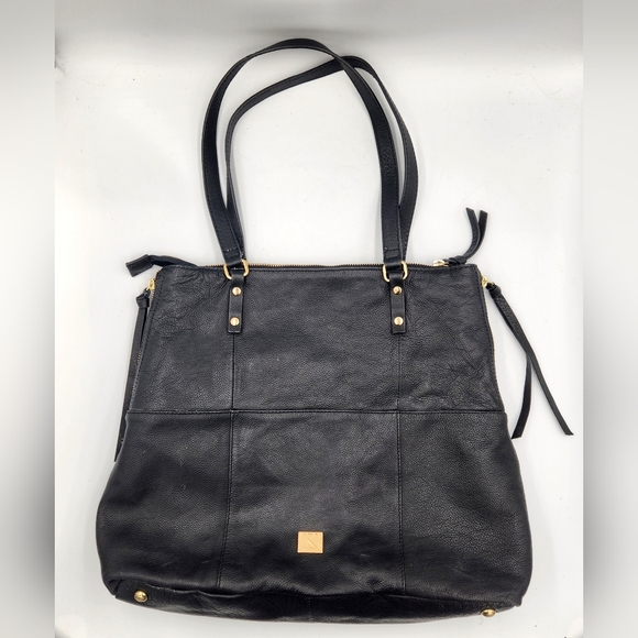 Kooba Everette Shoulder Tote Bag Black Slouchy Soft Pebbled Leather Expandable - Picture 9 of 15